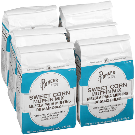 Pioneer Sweet Corn Muffin Mix, 6 x 5 lb Case - GS1 open-case image