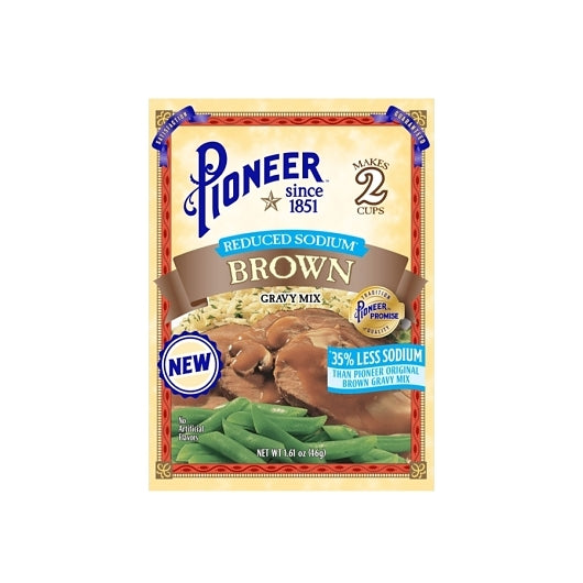 Pioneer Reduced Sodium Brown Gravy Mix Packets, 12 x 1.61 oz Case - Condiments & Sauces - image 2