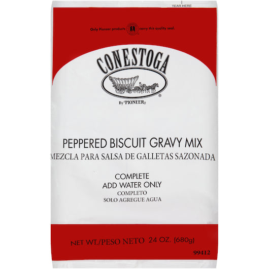 Conestoga Peppered Biscuit Gravy Mix, 6 x 24 oz Case - Condiments & Sauces