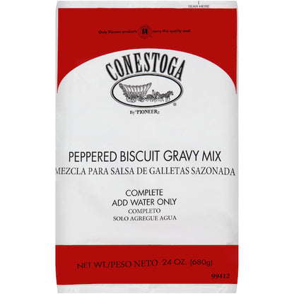 Conestoga Peppered Biscuit Gravy Mix, 6 x 24 oz Case - Condiments & Sauces