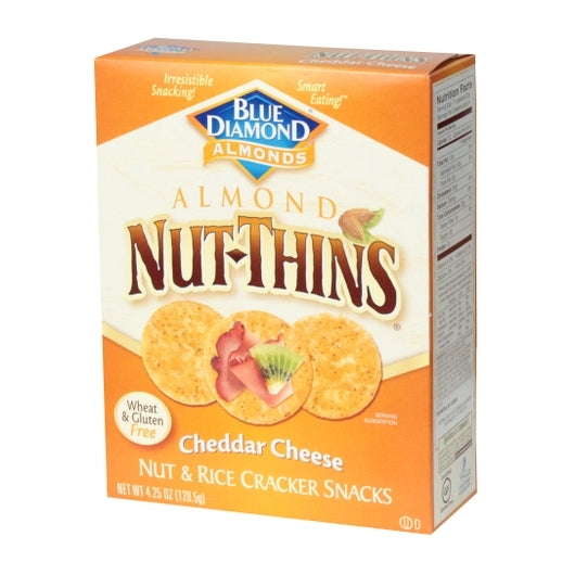 Blue Diamond Crackers Nut-Thins Crackers Cheddar Cheese, 12 x 4.25 oz Case - Crackers & Grahams