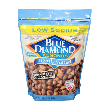 Blue Diamond Almond Lightly Salted Low Sodium, 6 x 16 oz Case - Nuts & Seeds