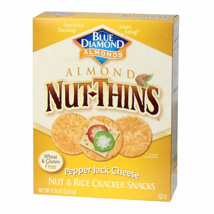 Blue Diamond Almond Nut-Thins Crackers Pepper Jack, 12 x 4.25 oz Case - Crackers & Grahams