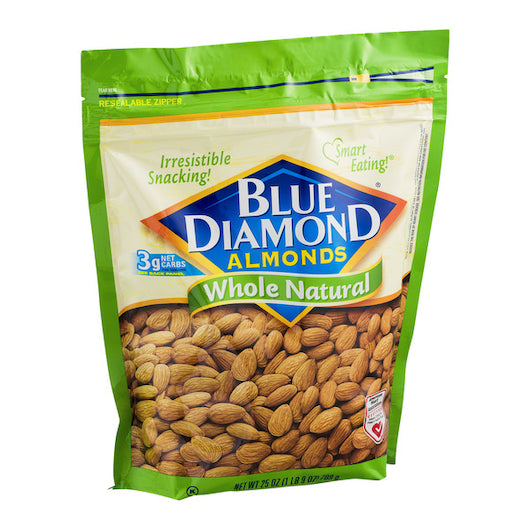 Blue Diamond Almonds Whole Natural, 6 x 25 oz Case - Nuts & Seeds