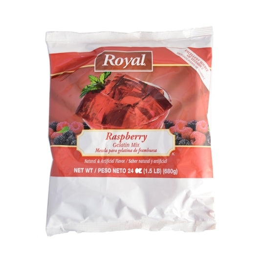 Royal Raspberry Flavored Gelatin Mix, 12 x 24 oz Case - Bakery & Desserts