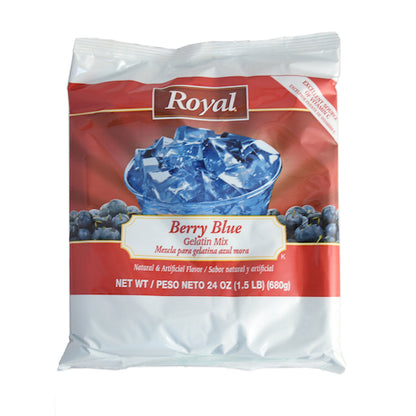 Royal Berry Blue Flavored Gelatin Mix, 12 x 24 oz Case - Bakery & Desserts