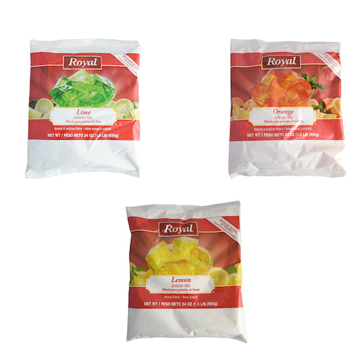 Royal Assorted Citrus Flavored Gelatin Mix, 12 x 24 oz Case - Bakery & Desserts