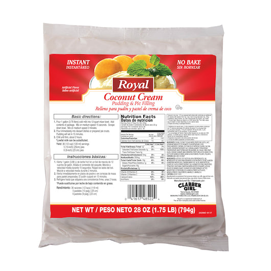 Royal Coconut Creme Flavored Instant Pudding Mix & Pie Filling, 12 x 28 oz Case - DOT product image 2