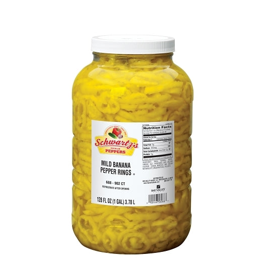Schwartz Mild Banana 688 to 902 Count .313" Crinkle Mild Banana Pepper Rings, 4 x 1 GA Case - DOT product image 2