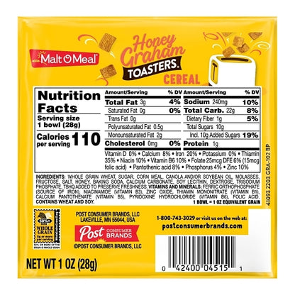 Honey Graham Squares Honey Graham Toasters Cereal, 96 x 1 oz Case - DOT product image 4
