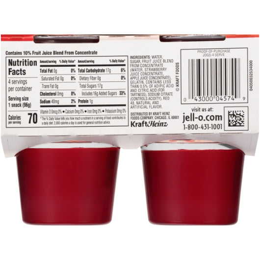 Jell O Ready To Eat Strawberry Gelatin, 6 x 4 x 3.39 oz Case - Bakery & Desserts