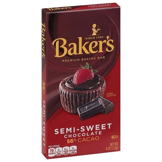 Bakers Semi Sweet Baker Chocolate Semi Sweet, 12 x 4 oz Case - GS1 inner-pack image