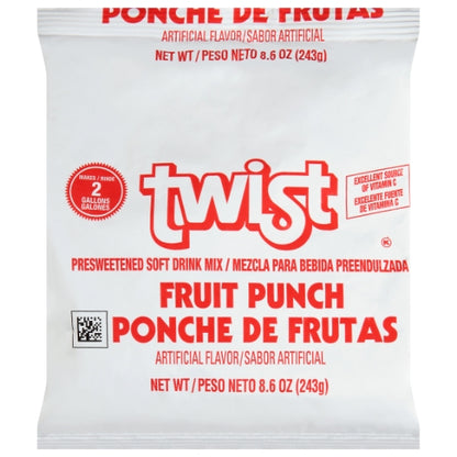 Twist Fruit Punch Soft Drink Mix, 12 x 8.6 oz Case - Beverages
