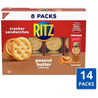 Ritz Peanut Butter Cracker Sandwiches, 14 x 8 x 1.38 oz Case - Crackers & Grahams