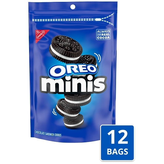 Oreo Minis Lunchbox Cookies Snak Saks, 12 x 8 oz Case - Bakery & Desserts