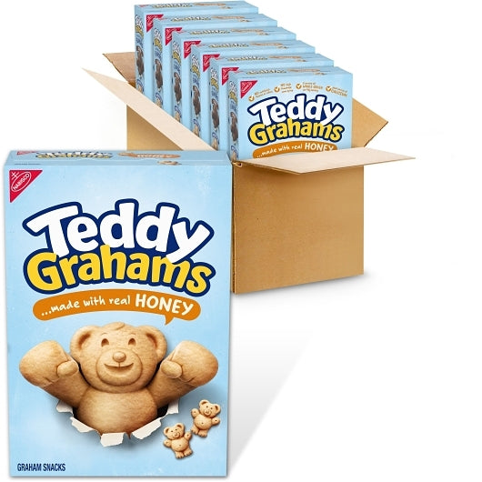 Teddy Grahams Honey Cookies, 6 x 10 oz Case - GS1 open-case image