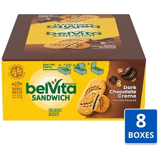Belvita Cookie Dark Chocolate Sandwich, 8 x 1.76 oz Case - Bakery & Desserts