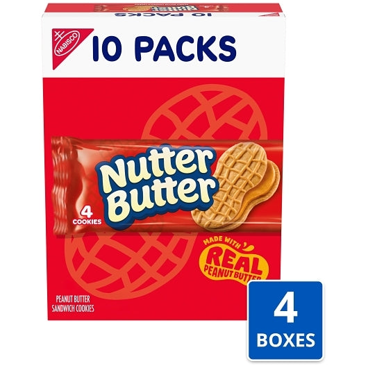 Nutter Butter Peanut Butter Cookies Single Serve, 4 x 10 x 1.9 oz Case - Bakery & Desserts
