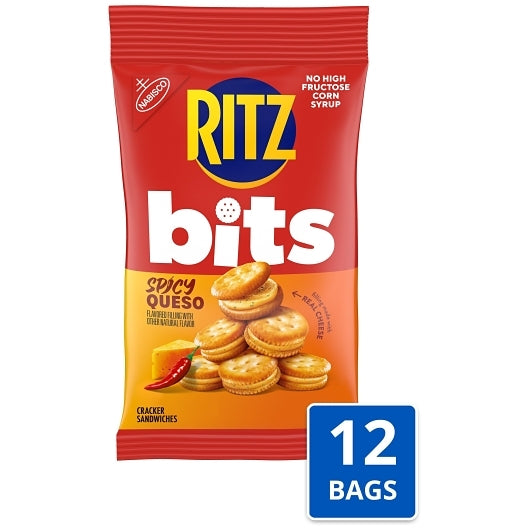 Ritz Bits Spicy Queso Cracker Sandwiches, 12 x 3 oz Case - Crackers & Grahams