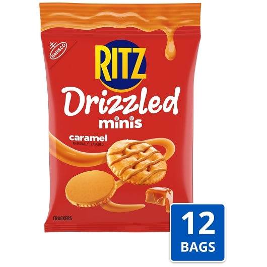 Ritz Drizzled Minis Caramel Crackers, 12 x 4 oz Case - Crackers & Grahams