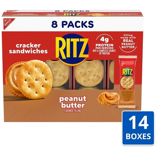 Ritz Peanut Butter Cracker Sandwiches, 14 x 8 x 1.38 oz Case - GS1 mobile-ready hero image