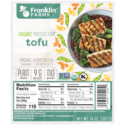 Franklin Farms Firm Pressed Tofu Vacuum Pack, 6 x 14 oz Case - Prepared Foods