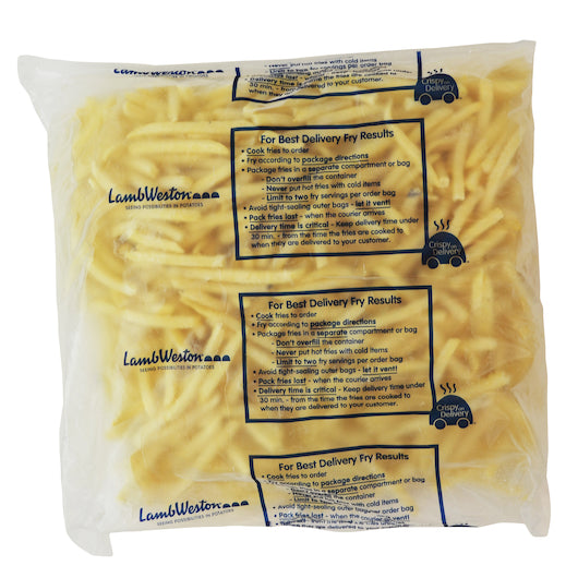 Lamb Weston Crispy On Delivery 1/4" Shoestring Fries, 6 x 4.5 lb Case - Frozen Potatoes Sides