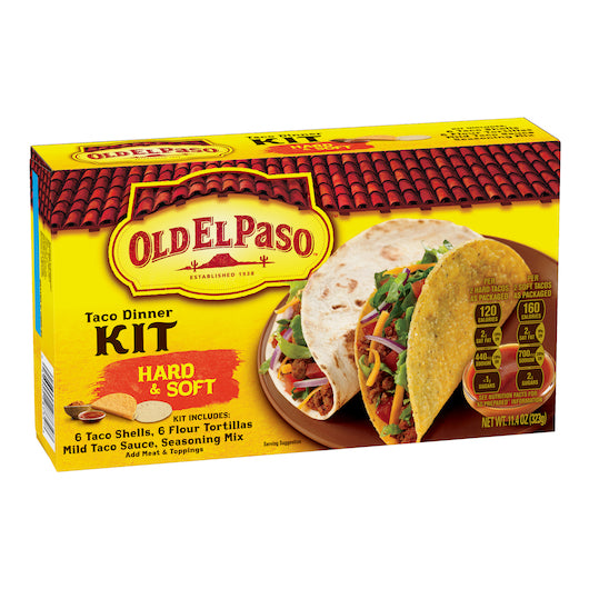 Old El Paso Hard and Soft Taco Dinner Kit, 12 x 11.4 oz Case - GS1 inner-pack image