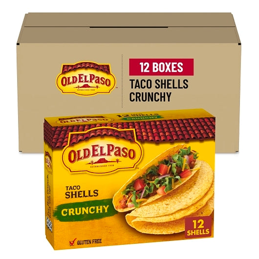 Old El Paso 5 Inch Gluten Free Crunchy Taco Shells, 12 x 4.6 oz Case - GS1 mobile-ready hero image