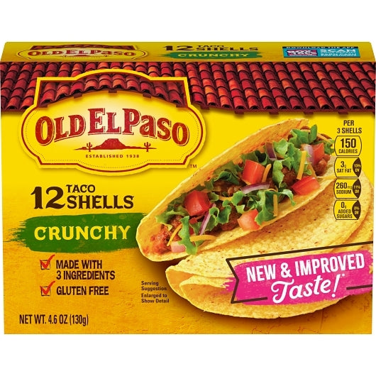 Old El Paso 5 Inch Gluten Free Crunchy Taco Shells, 12 x 4.6 oz Case - DOT product image 2