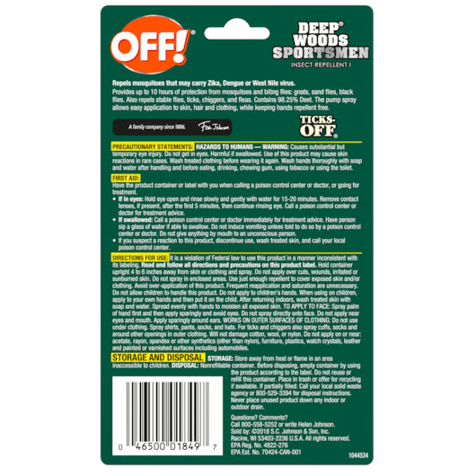 OFF! Deep Woods Off Sportsman Spritz, 12 x 1 oz Case - Cleaners & Sanitizers