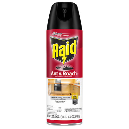Raid Ant&roach Aerosol Fragrance Free, 12 x 17.5 oz Case - Cleaners & Sanitizers