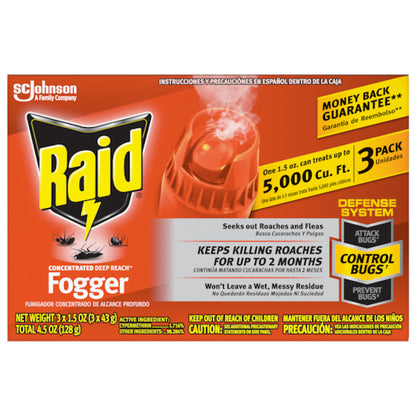 Raid Concentrated Triple Pack Fogger, 12 x 4.5 oz Case - Cleaners & Sanitizers