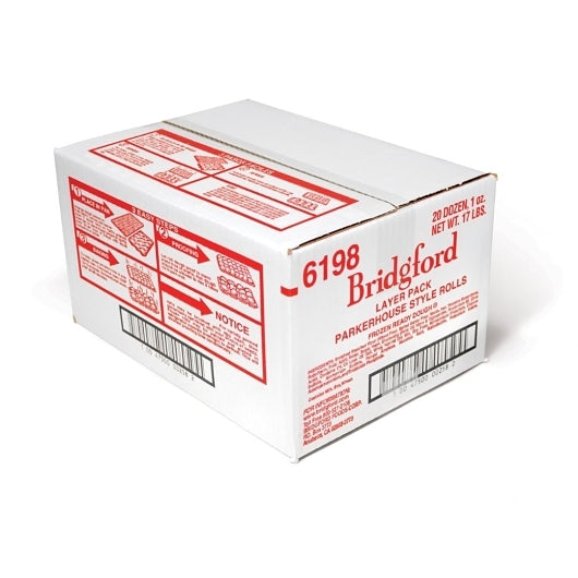 Bridgford Parkerhouse White Yeast Rolls Dough Tray Pack, 240 x 17 lb Case - GS1 closed shipping case image