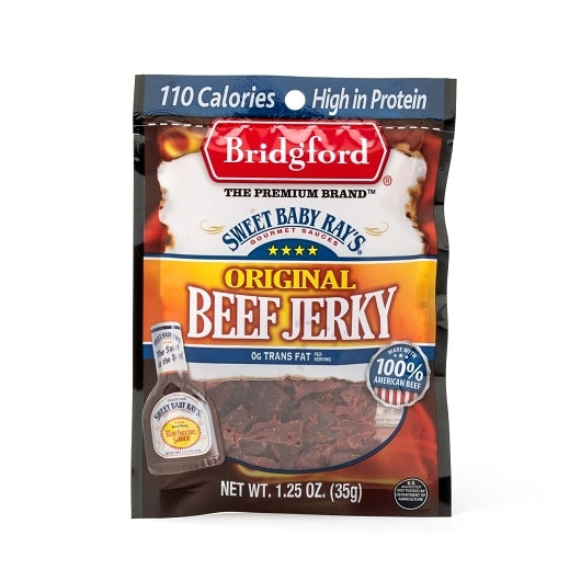 Bridgford Sweet Baby Rays Original Beef Jerky, 6 x 8 x 1.25 oz Case - Meat Snacks