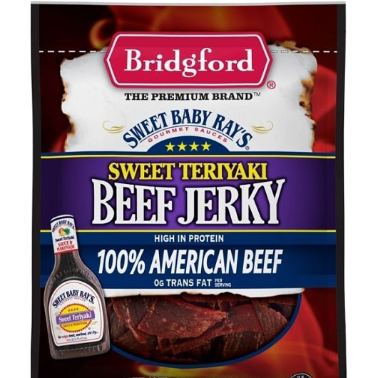 Bridgford Sweet Teriyaki Beef Jerky, 6 x 8 x 1.25 oz Case - Meat Snacks - image 2