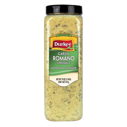 Durkee Garlic Romano Sprinkle Seasoning, 6 x 19 oz Case - Spices Seasonings