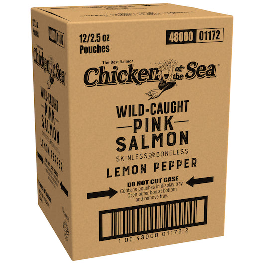Chicken Of The Sea Skinless Boneless Pink Salmon In Lemon Pepper Pouch, 12 x 2.5 oz Case - Meat, Poultry & Seafood