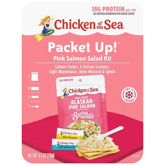 Chicken Of The Sea Packet Up! Pink Salmon Packet & Crackers Kit, 12 x 0.03 lb Case - Front/center packaged product image
