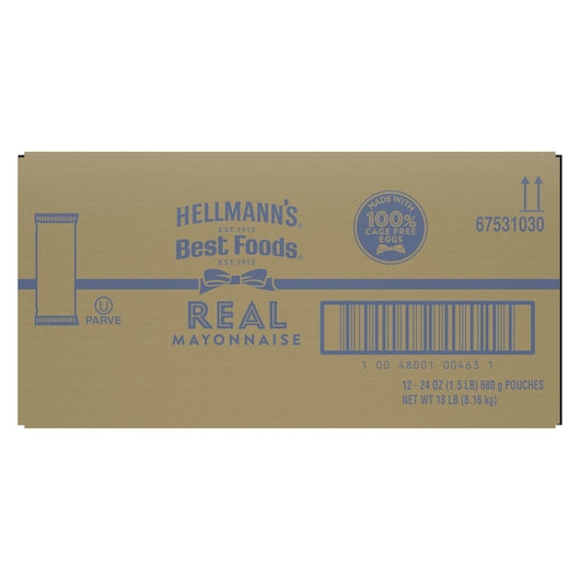 Hellmanns Real Mayonnaise Bulk, 12 x 24 fl oz Case - Condiments & Sauces