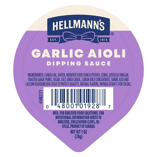 Hellmann's Garlic Mayonnaise Aioli Dip Cup, 108 x 108 each Case - Condiments & Sauces