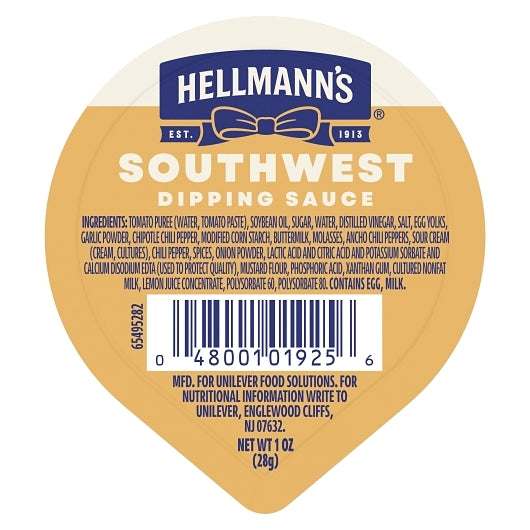Hellmann's Southwest Mayonnaise Sauce Dip, 108 x 1 fl oz Case - Condiments & Sauces