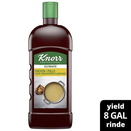 Knorr Professional Gluten Free, Liquid, Concentrated Chicken Flavor, 4 x 32 fl oz Case - Pantry Ingredients