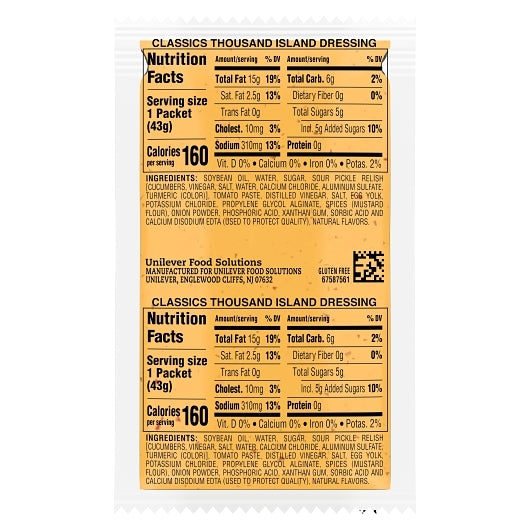 Hellmann's Classics Thousand Island Salad Dressing Single Serve, 102 x 1.5 oz Case - DOT product image 6