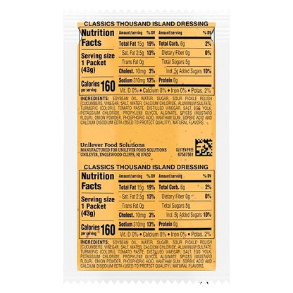 Hellmann's Classics Thousand Island Salad Dressing Single Serve, 102 x 1.5 oz Case - DOT product image 6