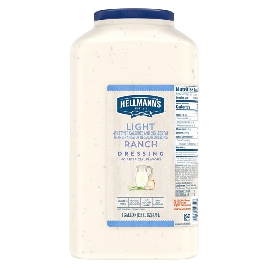Hellmanns Light Ranch Dressing Bulk, 4 x 1 GA Case - Condiments & Sauces