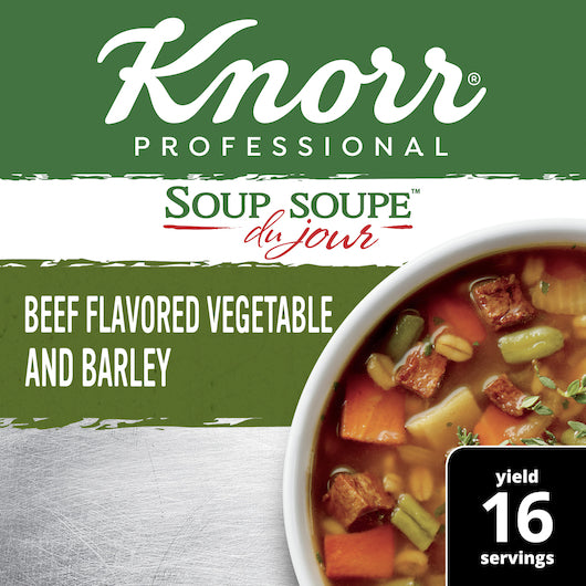 Knorr Soup Du Jour Beef Flavored Vegetable And Barley Mix, 4 x 13.9 oz Case - Prepared Foods