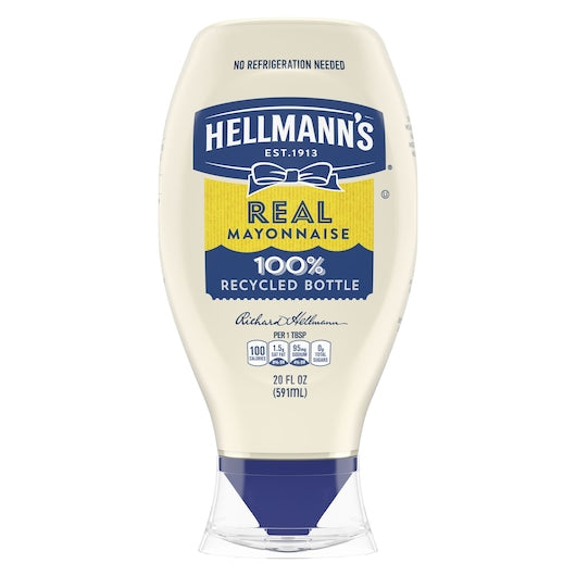 Hellmanns Real Mayonnaise Squeeze Bottle Real Mayonnaise Bottle, 12 x 20 fl oz Case - Condiments & Sauces