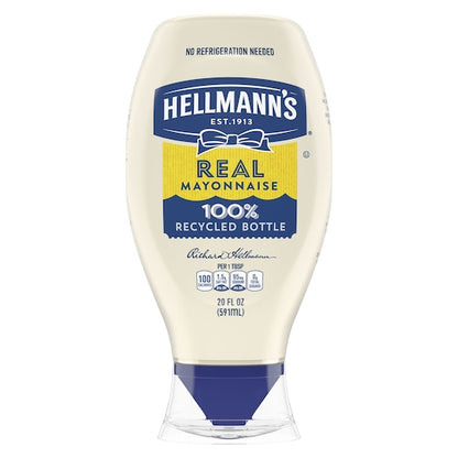 Hellmanns Real Mayonnaise Squeeze Bottle Real Mayonnaise Bottle, 12 x 20 fl oz Case - Condiments & Sauces