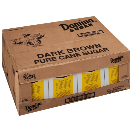 Domino Sugar & Sugar, Dark Brown Sugar Packets, 24 x 1 lb Case - GS1 closed shipping case image